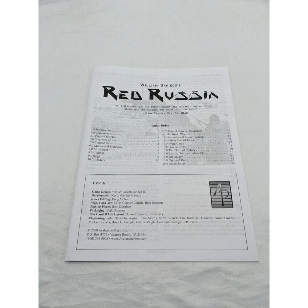 Red Russia The Russian Civil War 1918-1921 Board Game